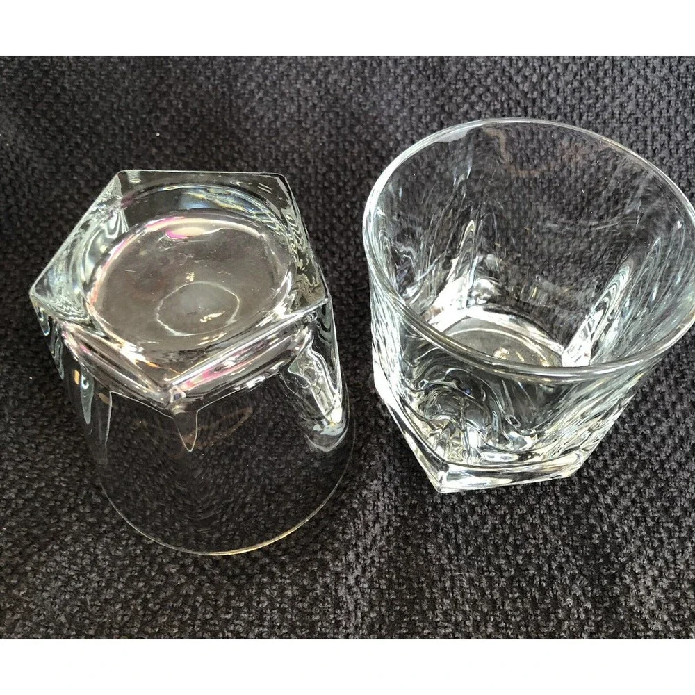 Faceted Bourbon Glass Rocks Glasses 12.5oz set of 2‎ Heavy Duty Bottoms Drinks